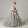 Mädchen Kleider Spitze Pailletten Schwanz Kleid Mädchen Elegante Hochzeit Brautjungfer Kinder Geburtstag Abschlussball Formale Abend Kinder Kommunion Kleidung