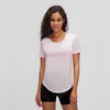 Yoga-Outfits, Oberteile, einfarbig, kurzärmelig, schnell trocknend, Indoor-Sport-Fitness-T-Shirt, Feuchtigkeitsaufnahme, Fitnessstudio, Laufen, Workout-Shirt fo7376570