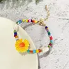 Strand pärlstav strängar punki mode gul emalj blomma charm armband polymer lera justerbar för kvinnor tjej smycken raym22