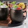 500ML Sanding Moscow Mule Cup Copper Plating 304 Stainless Steel Mug Cocktail Glass Beer Steins 210804