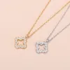Clover Necklace Female Korean Fashion Simple Lucky Grass Zircon Pendant Clavicle Chain Small Fresh Net Red Jewelry