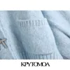 KPYTOMOA Bottoni moda donna Cardigan lavorato a maglia allentato Maglione vintage Tasche a maniche lunghe Capispalla femminile Chic Top 210917