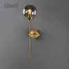 Moderne LED-glazen bal wandlamp armatuur Nordic gouden nachtkastje woonkamer gang woondecoratie Bladce verlichting metalen lichten 210724