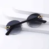 Designer-Sonnenbrille Kajila mit Holzmaserung, runder Rahmen, Herrenmode, rahmenlos, Damenbrille