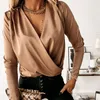 Frauen Blusen Shirts Frau Tops Casual Sexy Tiefem V-ausschnitt Robe Bluse Top Shirt Für Party 2021 Herbst Mode