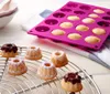 Walfos 20-Cavity Tyskland Mini Fancy Bundt Savarin Cake Pan Silikon Mögel Pudding Choklad Bakeware Chiffon Mold 210225