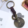 12 Constellation Keychain Cowhide Keychains Zodiac Keyft Retro Tissu Tough Clé Bronze Porte-clés pour cadeaux d'anniversaire en gros