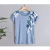 2021 new arrival cotton floral print t shirt women 4XL summer tops short sleeve graphic tees o-neck tshirt modis tee shirt femme X0628