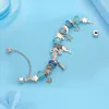2021 Design Dolphin Charm Bracelets & Bangles for Women Jewelry Gift Blue Murano Crystal Glass Diy Bead Bracelets