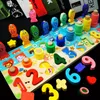 Drewniane Montessori Edukacyjne Dzieci Wczesne uczenie Kształt Niemowląt Kształt Kolor Numer Zagraj na pokładzie zabawki na 3-letnie prezent dla dzieci