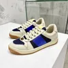 Screener sneaker beige Butter Dirty leather Shoes running vintage Red and Green Web stripe Luxurys Designers Sneakers Bi-color rubber sole Classic Casual Shoe