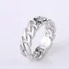 925 Silver Punk Gold Contrast Color Chain Ring Hip Hop Women Men Band Rings Fashion Jewelry