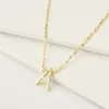 Andywen 925 Sterling Zilver Gold Lether A M Mini Sized Initiële ketting A B C Stone Monogram Hanger Sieraden Luxe Gift Dames 220212