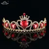 Barrettes à cheveux baroques couleur or diadèmes coeur rouge reine princesse couronnes bandeau en cristal enfants filles accessoires de mariage J281s