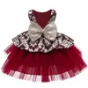 2021 새로운 유럽의 미국 꽃 소녀 투투 드레스 민소매 공주 메쉬 솜털 아기 보름달 생일 선물 어린이 Vestidos G1129