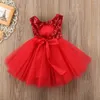 Emmababy Kids Baby Girl Princess Dress Tutu Tulle Back Hollow Out Party Dress Pink Red Ball Gown Formal Dresses Outfits Q0716
