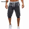 Летние мужчины повседневные спортивные штаны шорты 1/2 брюки короткая фитнеса для бодибилдинга мягкий хлопок xxxl 220312