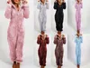 Women's Nachtkleding Womens Jumpsuit One-Stuk Pyjama Voor Vrouwen Hooded Winter Herfst Coral Fleece Warm Leuke Lange Homewar