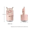 Novidades Ventiladores Elétricos Fawn Spray Ventilador Desktop Hidratante Escritório USB Mini Luz Noturna Colorida Pequena WH0478