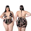 Tracksuits Sexy Swim Bikini Black Chain Print Swimsuit Women Headcarf + Underpant +Bra +Skirt 4 Piece Set Bathing Suits