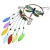 Oggetti decorativi Figurine 1Pc Windbell in metallo Ciondolo in lastra di vetro a sette colori Creative Iron Art