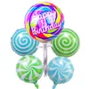 12st Set Colorful Candy Foil Ballongs Set Round Lollipop Foil Balloon för födelsedagsbröllopsfestdekoration
