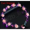 Migające opaski do włosów LED Strings Glow Flow Flower Crown Opaski na głowę światła impreza Rave Kwiatowe włosy Garland świetliste wieniec fas jllzvh home003