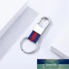 Luxury PU Läder Keychain Fashion Metal Nylon Stripe Nyckel Kedja Män Kvinnor Midja Hängande Bil Keyring Male Classy Business Present Fabrikspris Expert Design Kvalitet