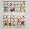 Grid Po Wall Metal Wire Board Mesh Panel Hanging Art Display Decor Iron Rack Frames Pictures Hanger Wall Storage Organizer 210611