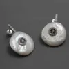 Gioielli Guaiguai Naturale 22mm Big White Coin Keshi Pearl Orecchini CZ Pave Pave fatti a mano per donne5475653