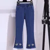 Jeans 2021Spring Autumn Casual Girl Flower Design Kids Thick Warm Winter Girls Leggings Trousers Pants Children's Clothing