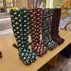 2021 donne jacquard maglia stivali al ginocchio piattaforma moda donna lana piattaforme acqua boot top designer signore suola in gomma spessa inverno avviato