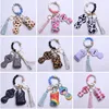 12 kleuren houten kwast siliconen bead string armband sleutelhanger tas auto sleutelhanger polsband hand sanitizer houder met bottels voor dame mode-sieraden