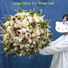 60cm 3/4大造形フラワーボールシルクテーブルフラワーカテゴリの花の中心的な党の結婚式の装飾ロードリードテーブルの花ブーケ210825