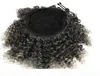 Extension de la queue de cheval de cheveux humains gris bouclé doux et coquine pour les femmes noires sel et poivre gris foncé piel de cheveux avec cordon cordon C5317709