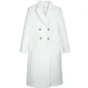 Зимние шерстяные пальто женщины элегантные белые утолщенные теплые кашемировые шерстяные смеси верхняя одежда мода длинный слой пальто
