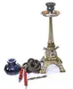 Paris Tower Shaped Hookah Set Acrylic Metal Double Hose Glass Water Tobacco Pipes Shisha Smoking Filter Arabian Oil Rigs Accessories