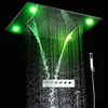 24'' x 31'' Ceiling Big Rain ShowerHead Waterfall , Mist Shower Set Bathroom Faucets High Flow Thermostatic 5 Way Diverter Bath