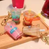 Creative Mini Soft Drink Keychain Coconut Milk Tea Beverage Bubble Tea Acrylic Moving Liquid Oil Drop Jewelry Gift9031970