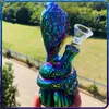 Hookahs Cobra Snake Bong 6.5'' Glass Water Pipe Rainbow Color Small Bongs with Downstem Bowl 14mm Joint Bubbler