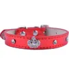 Mode Leather Dog Collar Crystal Studded Tillbehör Diamante Crown Charm för Collar Neck Strap Små Pet Dog Supplies X0703