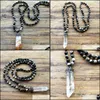 Collares pendientes Colgantes Joyas Cristal blanco 6Mm Negro Piedra natural Rosario Cadena Mala Collar Hecho a mano Mujeres Grano Y1119 Drop Deliver