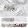 Gros DIY Nail Art Diamants 12 Grilles / Boîte Glitter AB Cristaux De Verre Style Mixte Dos Plat Rond Conception Ongles Strass Bijoux Charmes