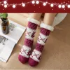 Sports Socks Winter Womens Thermal Slipper Fleece Lined Non-Skid Adult Plus Cashmere Sleep Christmas Stocking Warm