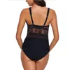 Frauen Ein Stück Badeanzug Große größe sexy Solide Spitze Mesh aushöhlen Siamese Bademode beachwear maillot de bain 2021 New2833750