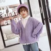 Girls Purple Sweater Autumn Winter Kids Knitted Cardigan Tops Fashion All-match Outerwear Children's Clothing 10 12 13 Year Coat 211106