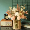 Decoratieve bloemen kransen 5 hoofden bloem bal kunstmatige paardebloem peony hybride boeket nep voor herfst home decor kersthuwelijks decora