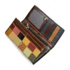 Regenbogenfarbene Damen-Geldbörsen aus echtem Leder, hochwertige lange Clutch-Geldbörse