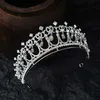 Barock Crystal Pearl Bridal Tiaras Diana Crown Pageant Diadem Brud Headband Bröllop Hår Tillbehör Tiara de Noiva 210707