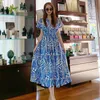 Summer wear han edition of the long temperament accept waist print dress fashion on holiday 210602